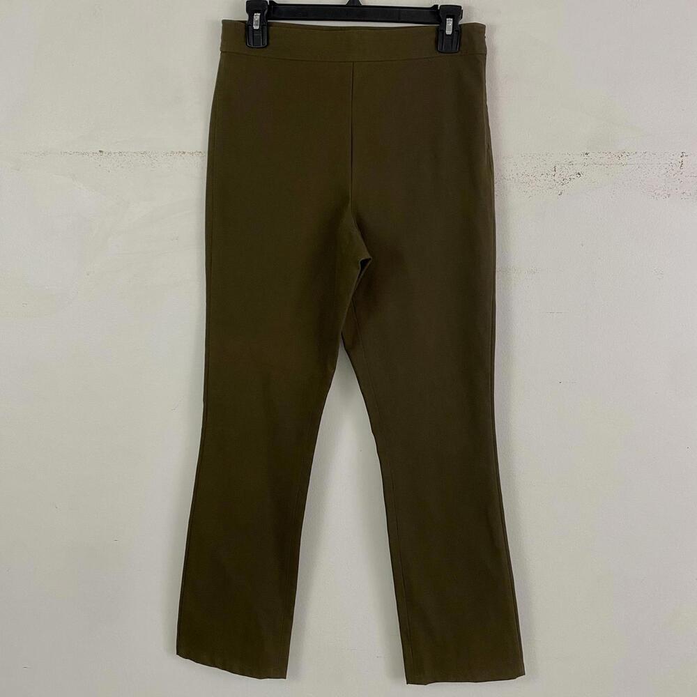 THEORY olive green brown high rise straight leg trousers sz 6